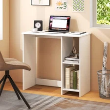 NNECW Home Office Desk with 2 Compartments for Small Space
