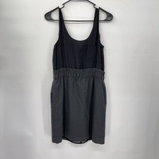 J.Crew 4 Mixed Media Dress Women Black Silk Wool Paperbag Waist Pocket Excellent