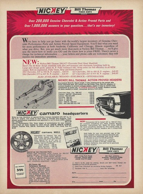#ad 1967 Nickey Chevrolet High Performance Speed Parts Magazine Ad 427 Camaro SS 67 $5.25