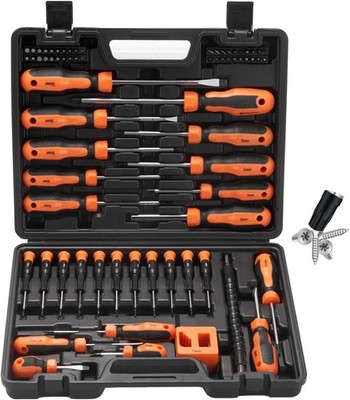 Sinoer 70 Pcs Chrome Vanadium Steel Magnetic Screwdriver Set with Cross Flat and