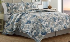 Tommy Bahama Blue Raw Coast Cotton Duvet Cover W 2 Pillowcases/Shams