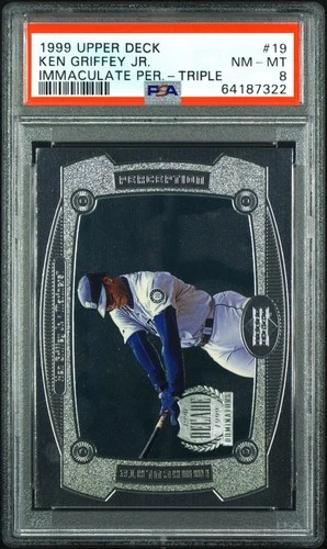 1999 Upper Deck Immaculate Perception Triple Ken Griffey Jr /25 PSA 8