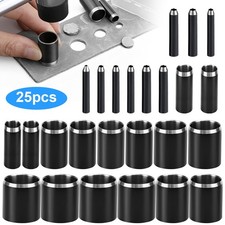 25x Handmade Leather Hole Punch Cutter Set 1-25mm Steel Round Circle Cutting Die