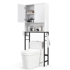 Over The Toilet Storage Cabinet Free Standing Toilet Rack w/ Adjustable Shelf