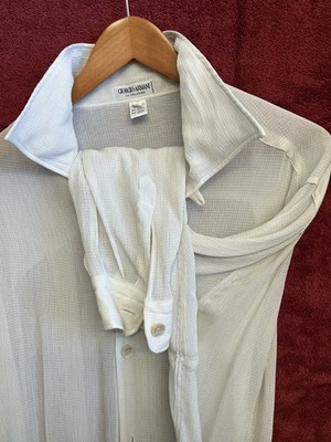 GIORGIO ARMANI CLASSICO SILK/RAYON STRETCH BUTTON DOWN SHIRT LRG