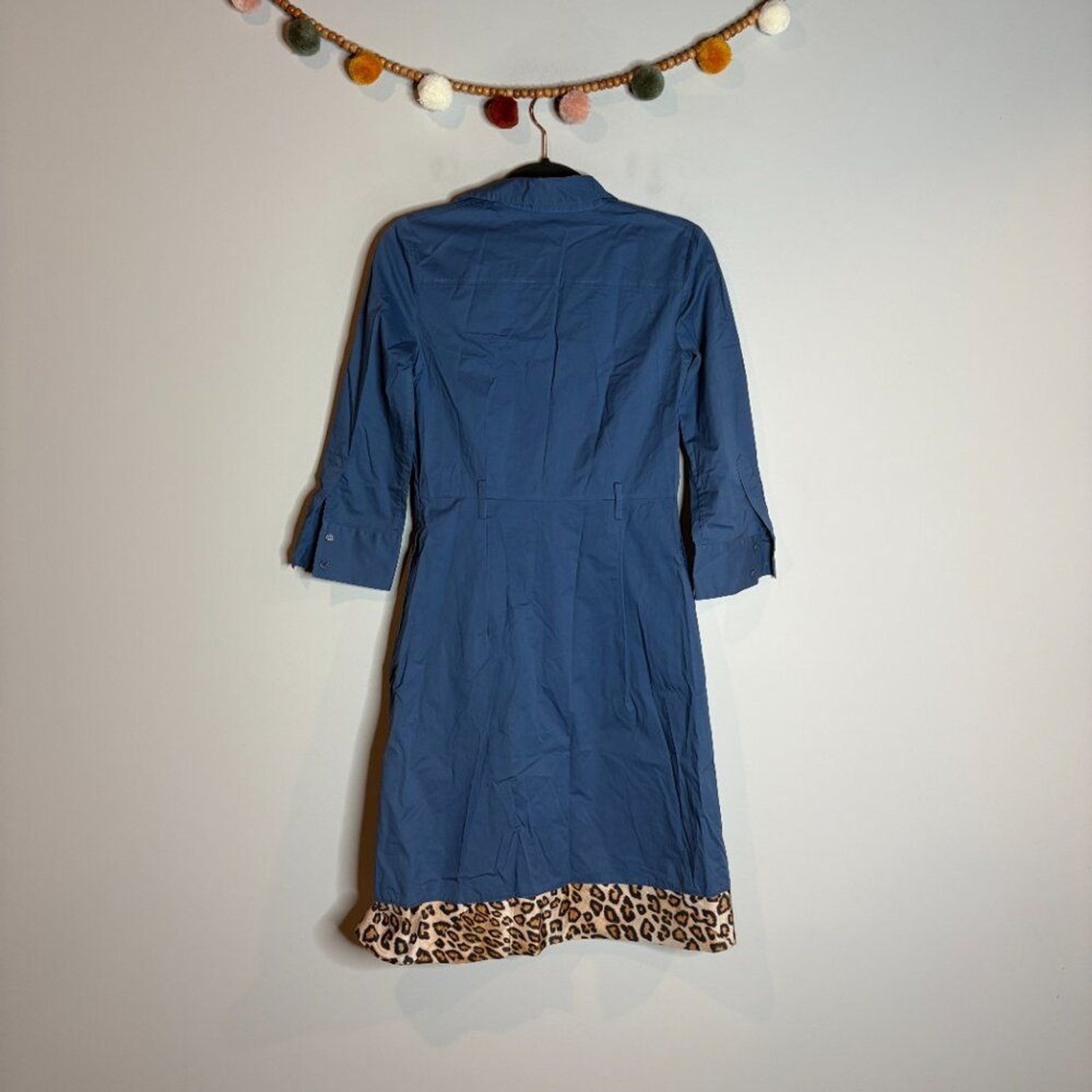 Theory blue collared button down leopard accent s… - image 5
