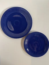 Set 2 FIESTAWARE  Original Colbalt BLUE Plates  Dinner and Salad Plate Unmarked
