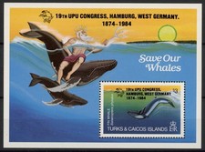 [80.197] Turks & Caicos : Whales - Good Very Fine MNH Overprinted Sheet