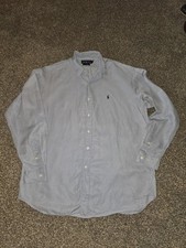 Ralph Lauren Blake Silk Linen Shirt Men's L Black Button Down Business Casual