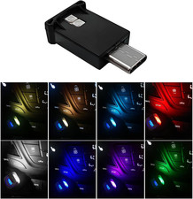 1PC USB Type C LED Ambient Light 8 Colors RGB LED Car Atmosphere Lamp with Adj