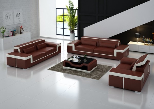 Ledersofa Couch Wohnlandschaft 3+2+1 Sitzer Garnitur Sofagarnitur Sofa Mit Usb-image