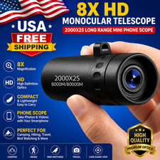 2000x25 HD Monocular Telescope Long Range Phone Scope Holder Camping Hiking