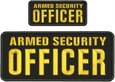 ARMED SECURITY OFFICER Embroidery Patch 4x10 And 2x5'' Velcr On Back GOLD/BLK