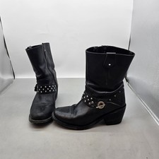 Harley-Davidson Womens 9.5 Black Leather Studded Harness Biker Boots 84359