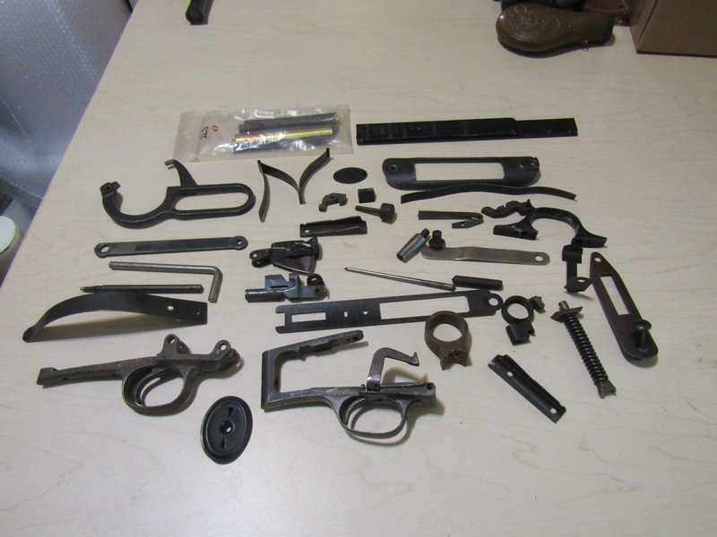 Lot vintage antique gun parts. Sights, swivels, screws,pins,springs+gunsmith