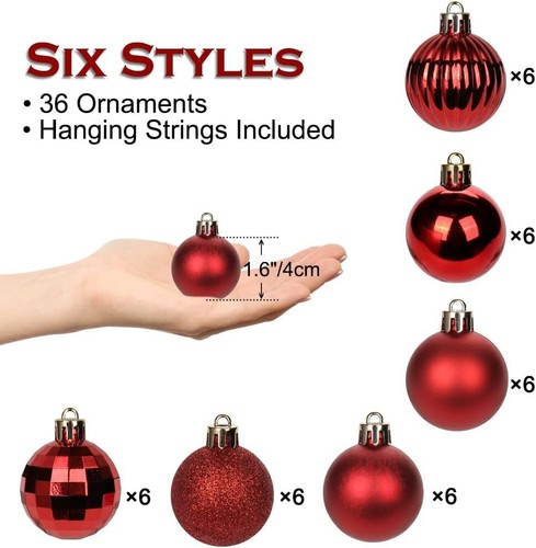 60Pcs Christmas Ball Xmas Tree Ornaments Hanging Baubles Shatterproof Decor USA - Picture 16 of 47