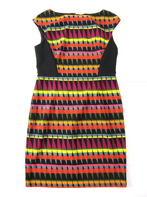 london style short sleeve sheath dress Signature London Style Black Pink Yellow Geometric Cap Sleeve Sheath Dress  12
