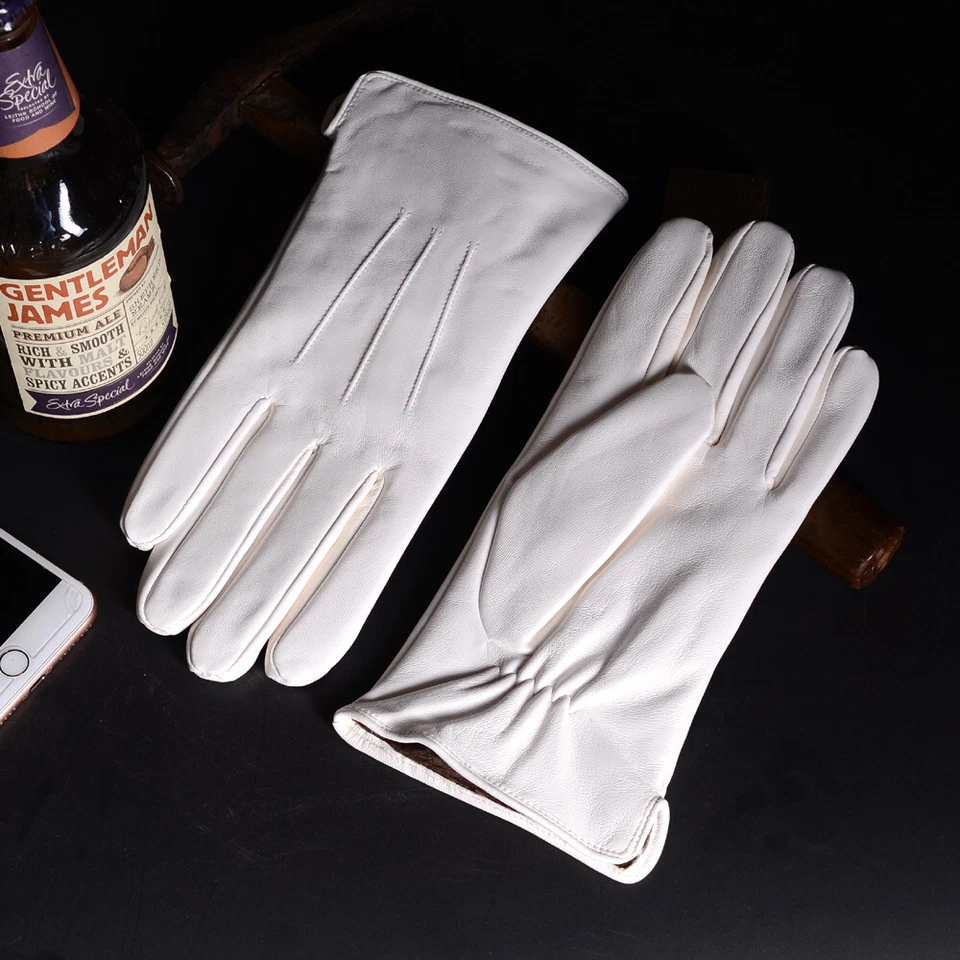 Мужские зимние свадебные марширующие кадетские перчатки из натуральной кожи темно-синие армейские полицейские белые - Изображение 3 из 4