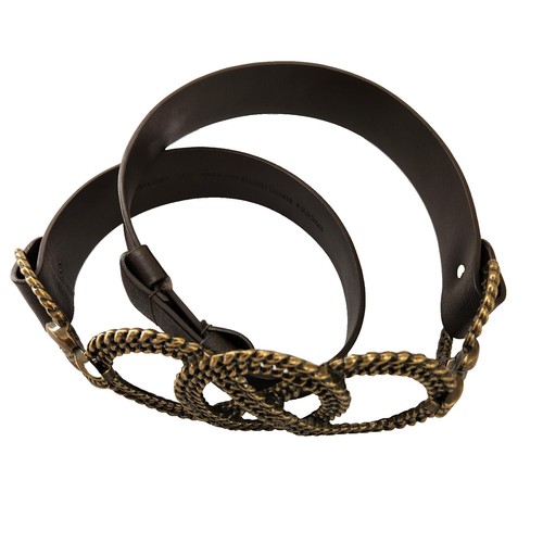 Chico\'s Interlock Double Circle Belt Black Hammered Metal Women\'s M/L Chico main image 4