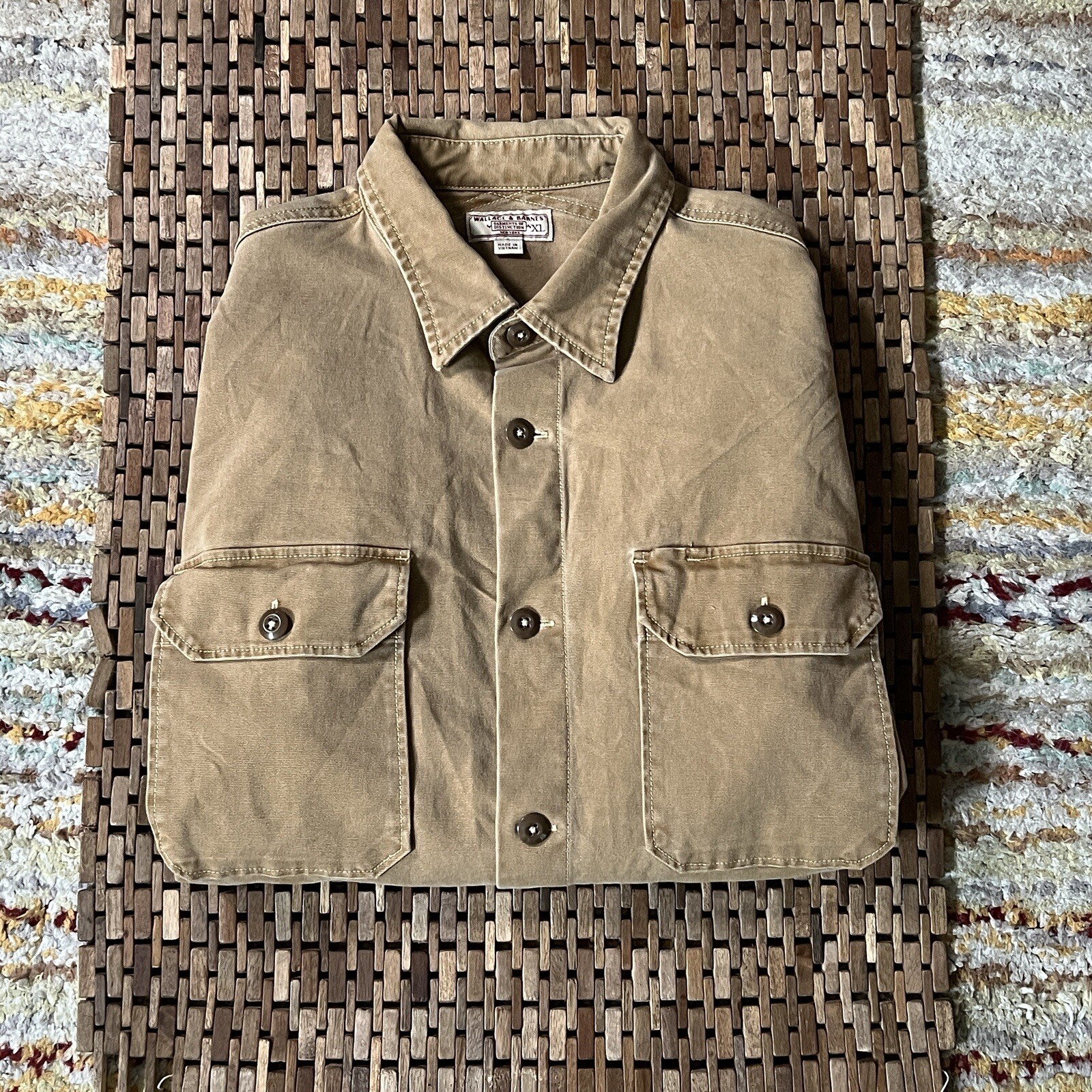 J.CREW Wallace & Barnes Button Down Shirt Jacket Heavy Work Shirt Khaki Men’s XL