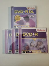 1 - Verbatim 8.5 GB  DVD+R DL  & 3pack 4.7 GB DVD+R  New