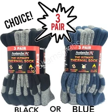AVALANCHE ULTIMATE THERMAL CREW SOCKS MEN 6-12 SHOE SIZE 3 PAIR ALL DAY WARMTH