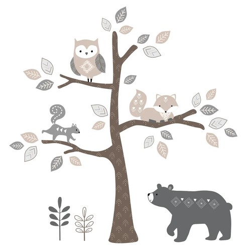 L&I - Woodsy Forest Animals Nursery 5-Piece Unisex Baby Crib Bedding Set - Gray - Picture 8 of 10