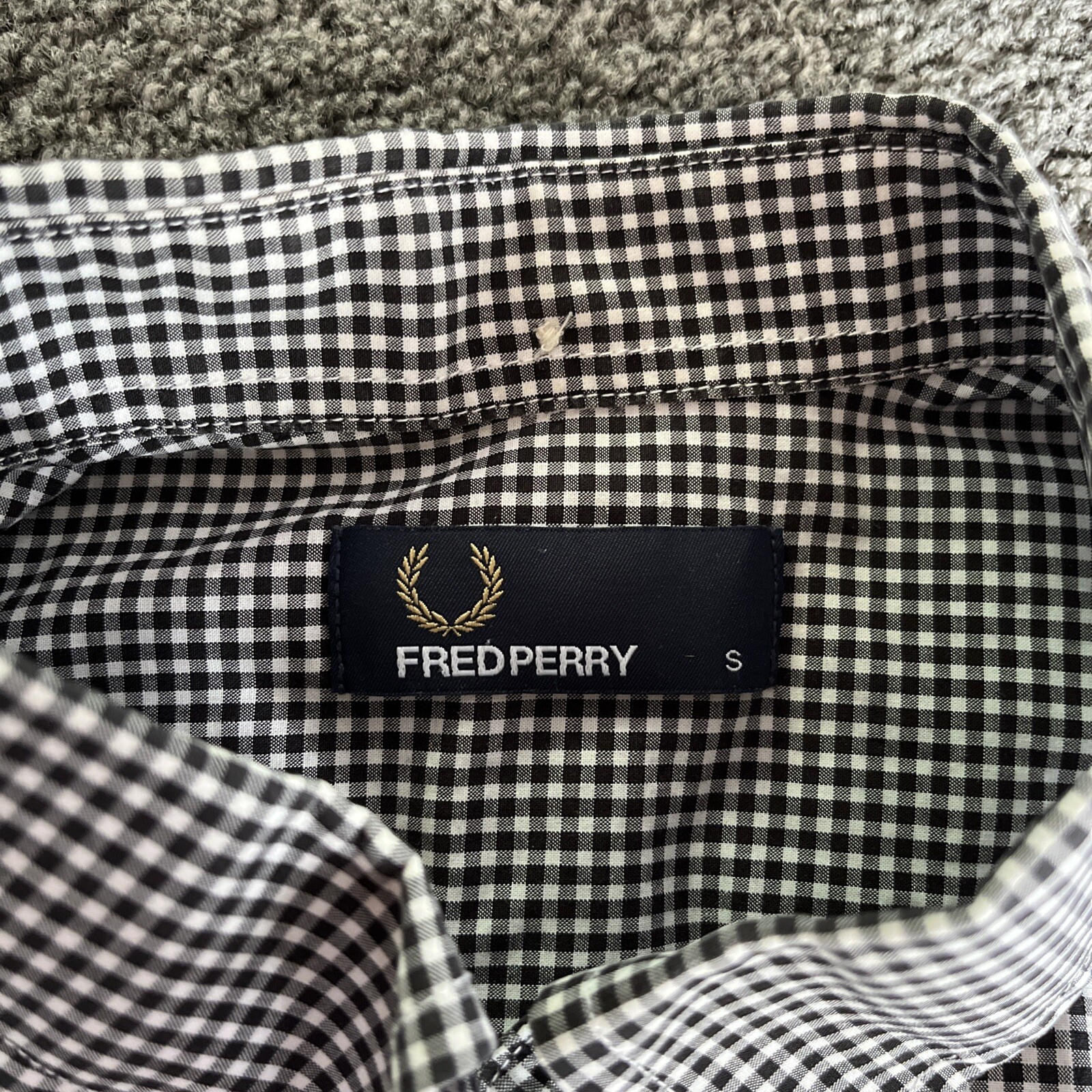 Fred Perry Men's Slim Fit Black White Check Button Do… Gem