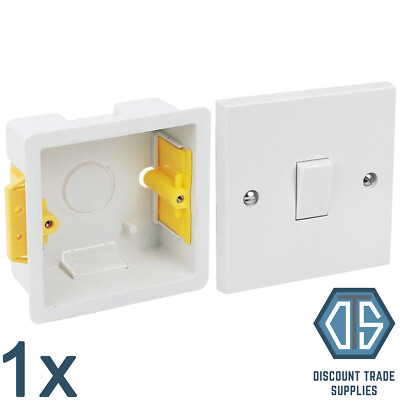 1x Einzel Lichtschalter 1 Gang 2 Wege 10A und 35mm Trockenfutter Fast Fix Back Box
