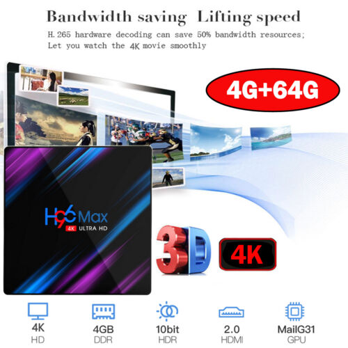 H96MAX Android 10 64GB ROM 4GB RAM 4K WIFI Netzwerk Media Player TV BOX EU Plug - Bild 4 von 11