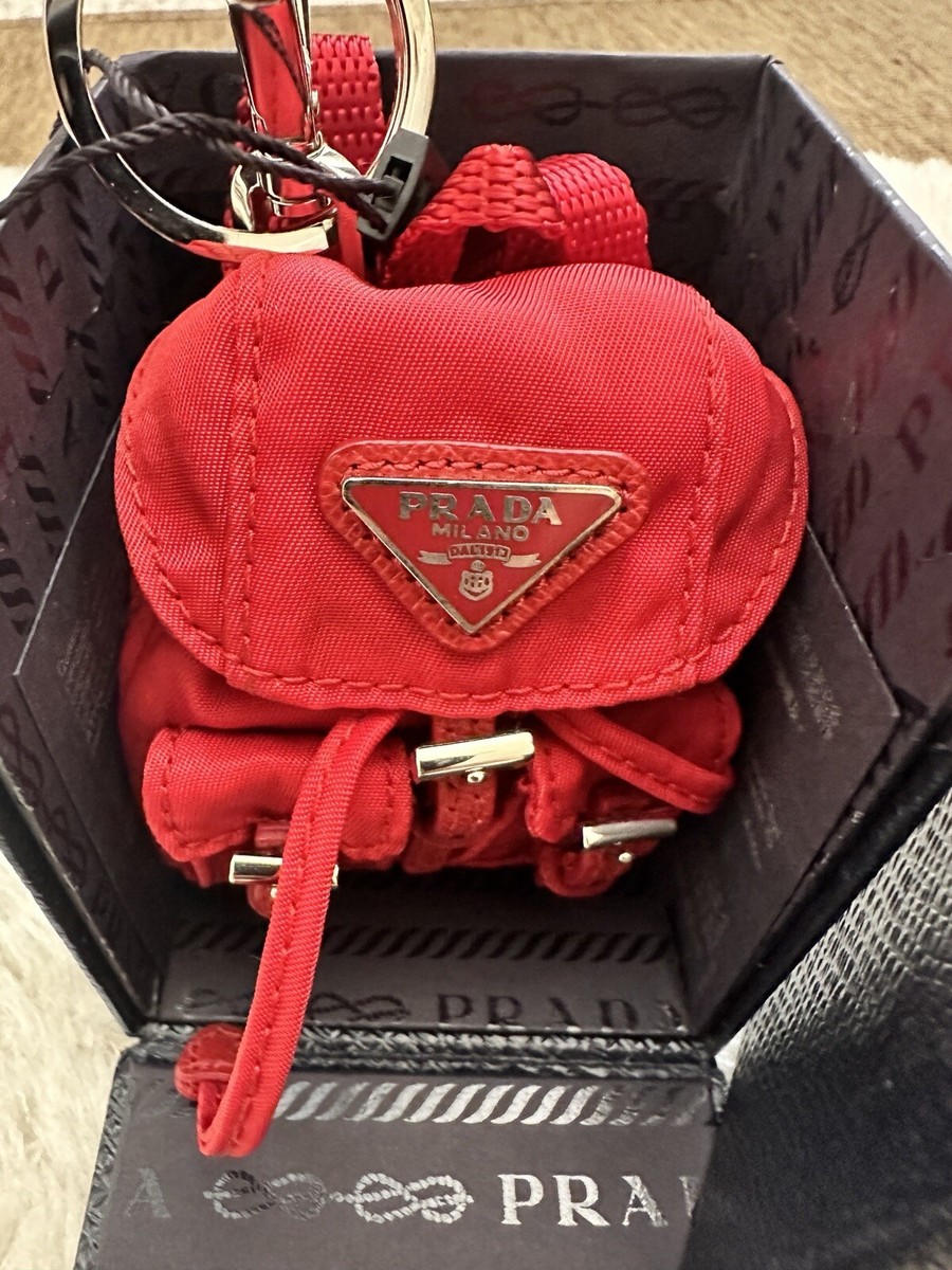 Rare Prada Nylon Mini Backpack Keychain Bag Charm Red (New