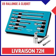 x9 Rallonge Extension Cliquet - Longueur 50 à 250 mm - Carré 1/4, 3/8, 1/2