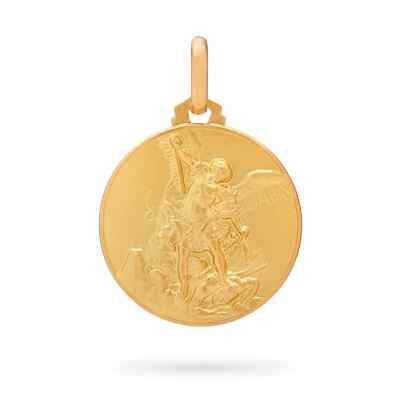 18k Gold Medal of St Saint Michael Medallion Pendant Religious from Vatican