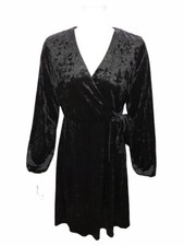 H by Halston Reg. Crushed Velvet Blouson Sleeve Knee-Length Dress X-Small Size 