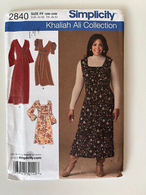 Simplicity Khaliah Ali Collection Dress Pattern #2840 4 Styles! US Size ...