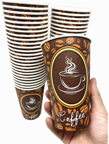 50 Pack Quality Disposable Paper Hot Coffee Tea Cups - 16oz  USA SELLER - Picture 3 of 4