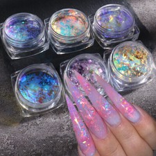 Polvere Per Unghie Opale Glitter Olografico Iridescente Pailletten Crystal ☆