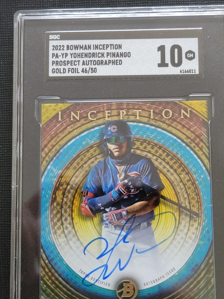 Yohendrick Pinango 2022 Bowman Inception SGC 10 GM Gold Foil Autograph 46/50 - Image 2 of 4