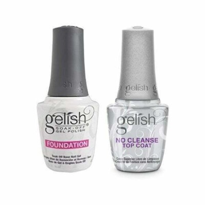 GELISH Harmony DUO GEL SET Polish Foundation Base No Wipe Top Coat AUTHENTIC