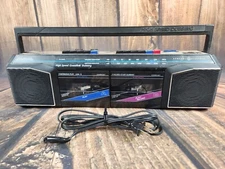 GE Vintage Dual Cassette Deck Recorder-Player- AM-FM Radio Model 3-5630A