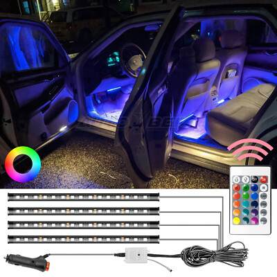 4 LED RGB Auto Innenraumbeleuchtung Ambiente Fußraumbeleuchtung mit Control