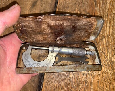 VINTAGE MOORE & WRIGHT 0-1'' MIKROMETER DREHBANK FRÄSINGENIEUR MESSEN ALTES WERKZEUG