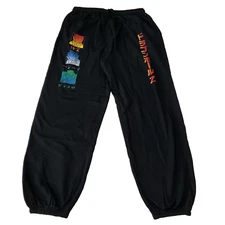 Bio World Jogger Sweatpants Mens Size XL Black Graphic Pockets Drawstring