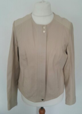 M&S AUTOGRAMM - weiche ECHT LEDER Jacke NEUTRAL Größe 14/16 - ATEMBERAUBEND