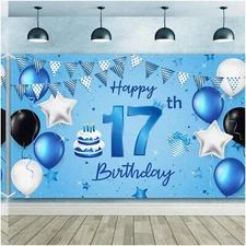 "Seventeen & Celebrating" - XL Fabric Birthday Banner for Memorable Photography