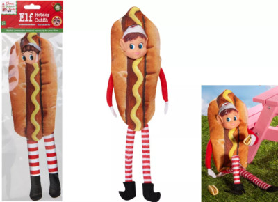 Elfenpuppe Hot Dog Mann Kostüm Elfen benehmen sich schlecht Kleidung Advent Weihnachten Puppen
