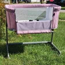 Dream On Me Skylar Bassinet Infant Co Sleeper Bedside Pink Grey Newborn VGUC
