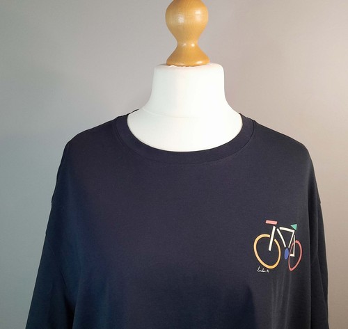 NWOT M&S dark navy t-shirt 2XL bicycle logos relaxed fit short sleeves unisex - Picture 2 of 13