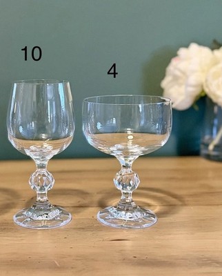 14 pcs Claudia Bohemia Crystal | 10 Wine Glasses + 4 Dessert Wine Glasses