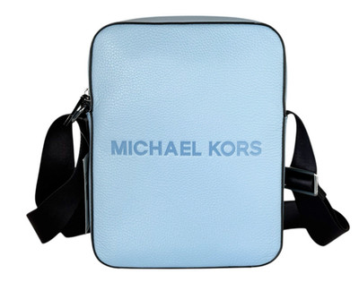 Michael Kors Cooper Reporter Shoulder Crossbody Leather Flight Bag Light Sky